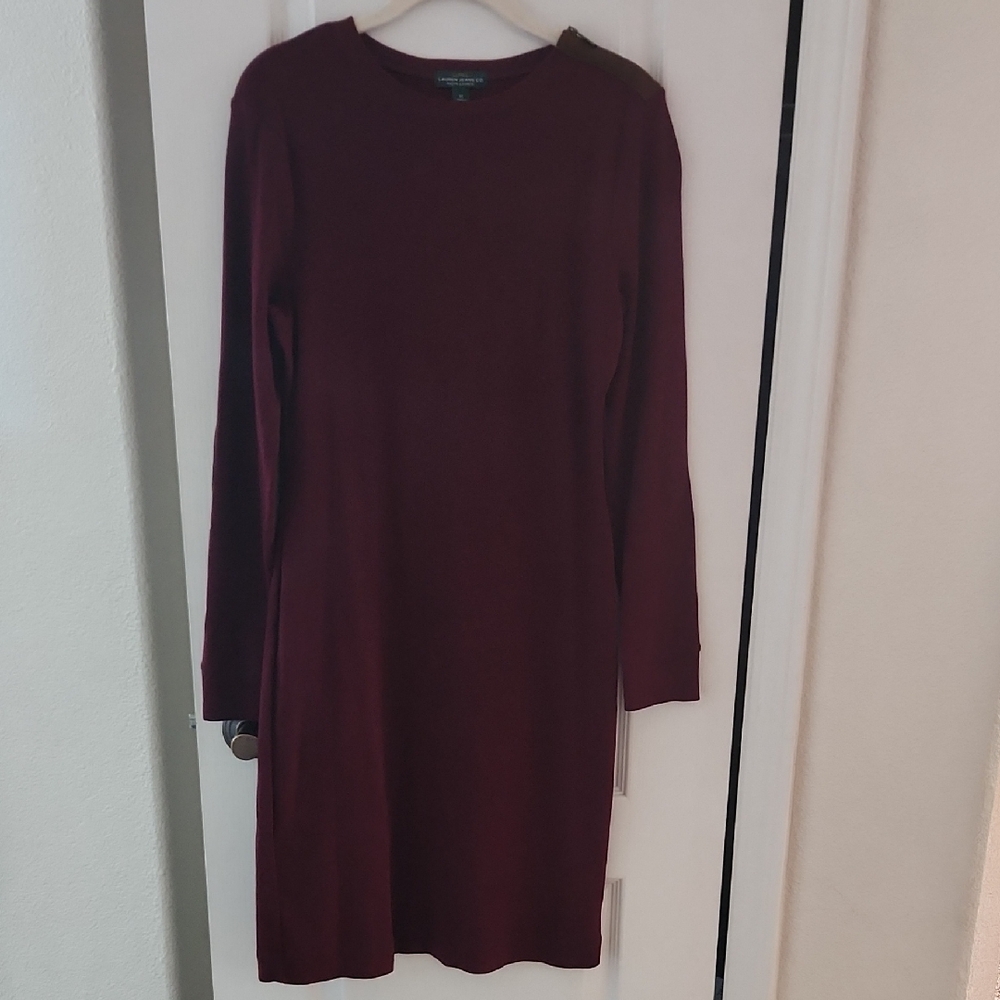 Lauren‎ Jeans Co, Ralph Lauren Long Sleeve Burgundy Dress, Size Medium
